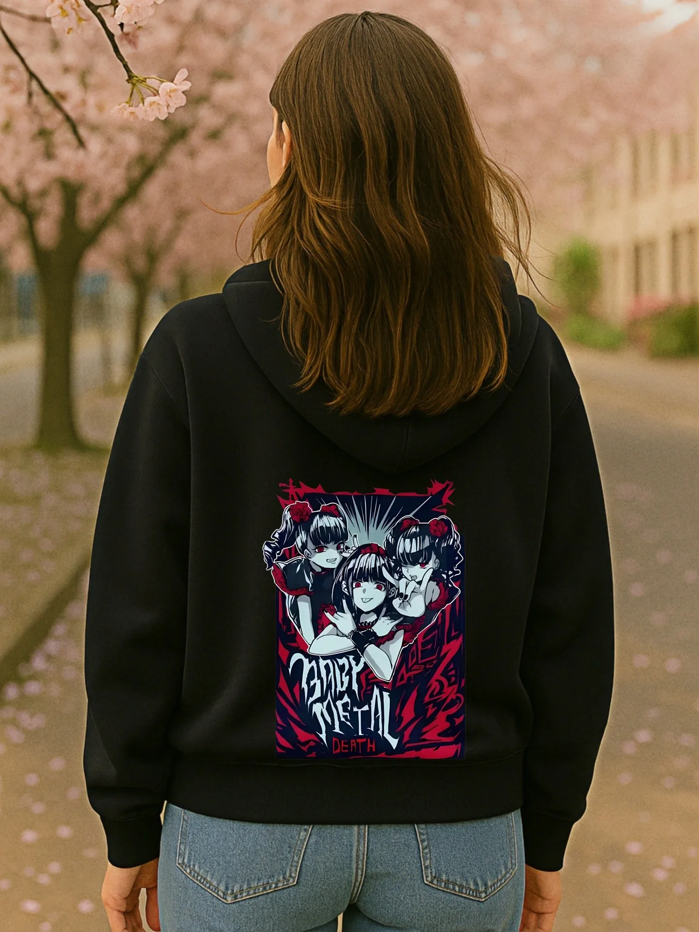 Sudadera con capucha gráfica, anime - Estampado, estilo Y2K, forro polar, uso diario informal, para adolescentes