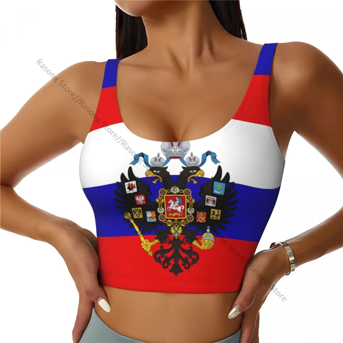 Yoga Vest Women Gym Sports Crop Tops Russia Imperial Flag Streetwear Workout Breathable Tank Top Female