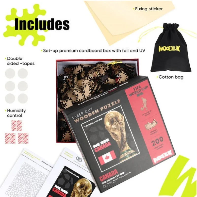 FIFA World Cup Canada Trophy Theme Wooden Jigsaw Puzzle Soccer Match Souvenir Puzzle Unique Collectible Gift for Football Fans view 4