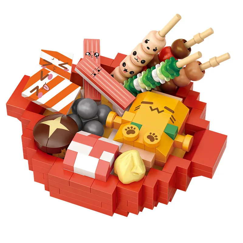 LOZ Montagem Blocos de Construção Quebra-cabeça Brinquedo Ímã de Geladeira - Hotpot de Frutos do Mar/Okinawa Lanche Tema Adesivos Magnéticos para Geladeira