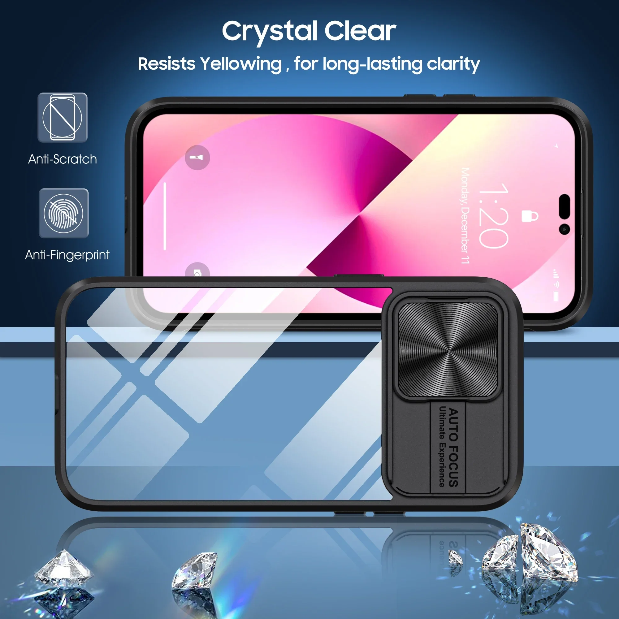 Luxury Slide Camera Cover Lens Protection Clear Case For iPhone 16 Pro 15 11 12 13 14 Pro Max XS XR X 7 8 Plus Hard Bumper Cover