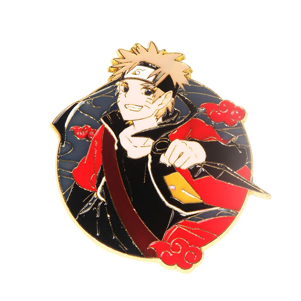 Anime Shadow Brooch Ninja Konoha Nine-tail Naruto Fan Metal Enamel Badge For Fans Gift Jewelry