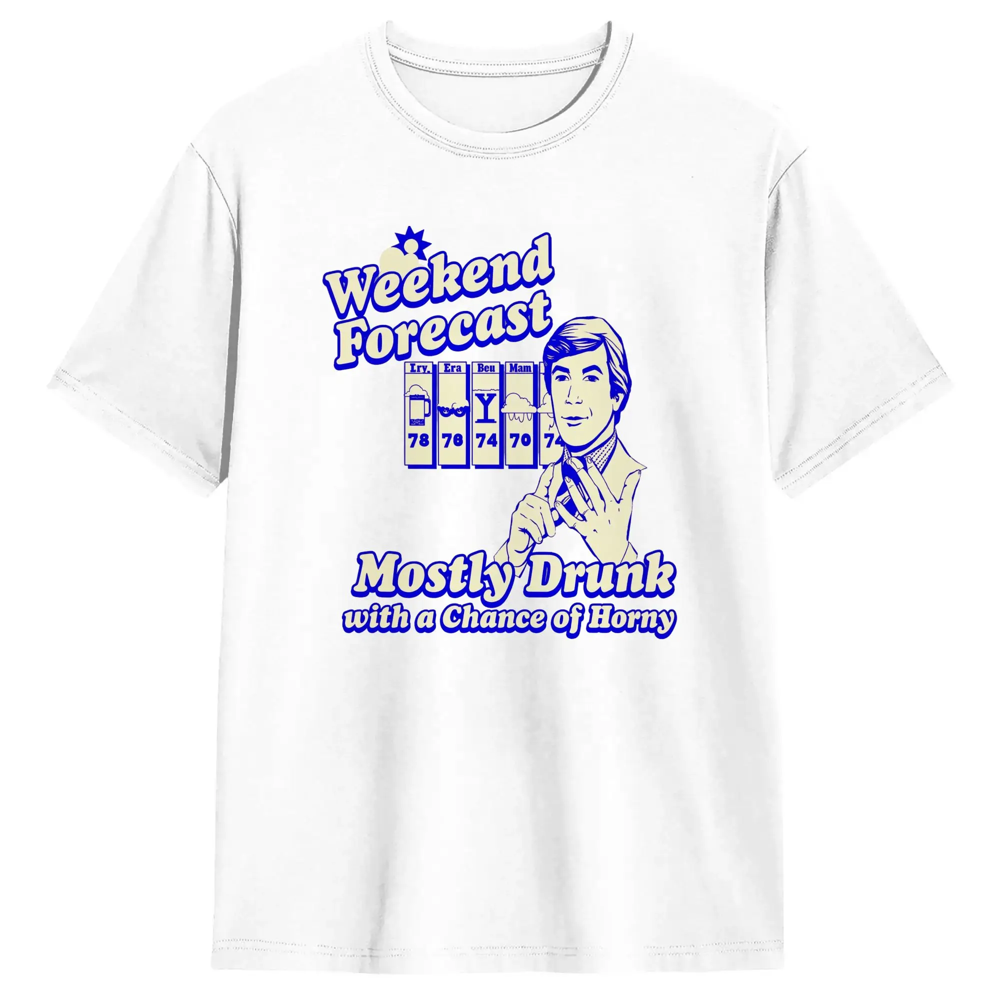 Harajuku T-Shirt Weekend Forecast Mostly Drunk Chance Horny Heather Gray The Hangover Cotton T-Shirts for Men Summer Top Tees