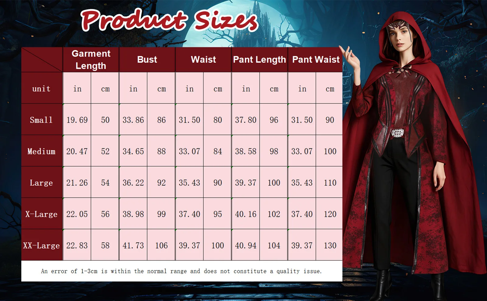 Dames Scarlet Witch-kostuum Wanda Maximoff Cosplay Outfit Hoodie Cape Jas Broek Pak Hoofddeksel Halloween Party Volledige set