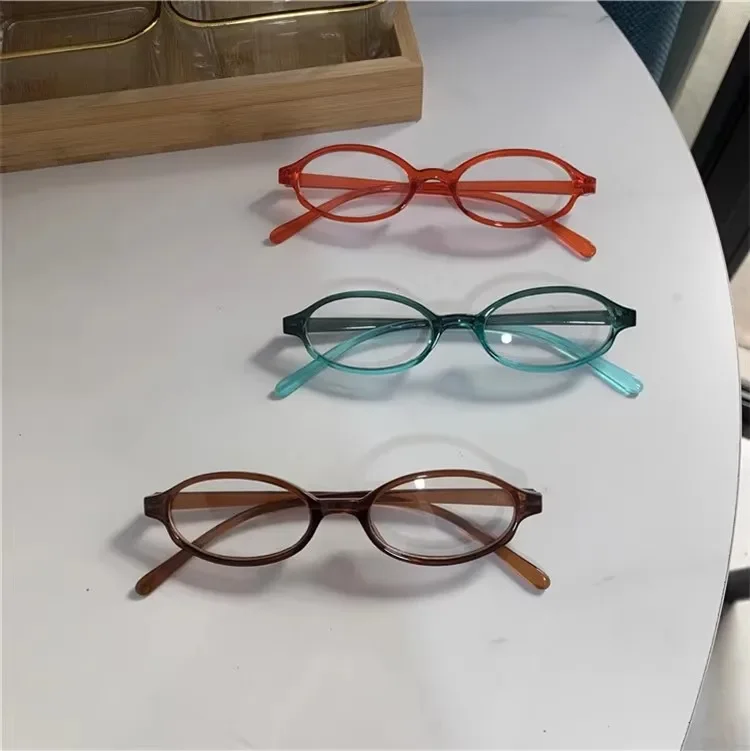 Japanese Retro Oval Glasses Frame for Women Y2K Ins No Makeup Plain Glasses Men Girls Eyewear Cute Decorative Computer Glasses