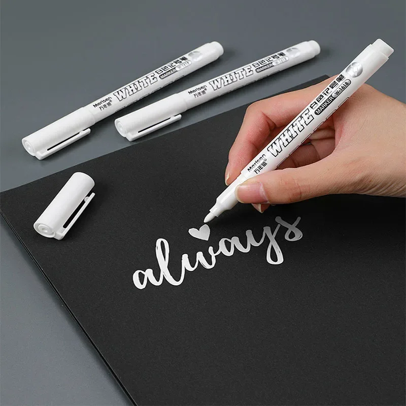 

New 1 PCS Waterproof Metal Marker Permanent White Paint Pen Washing Art Painting Graffiti Pens Fabric Wood Leather Marker1MM