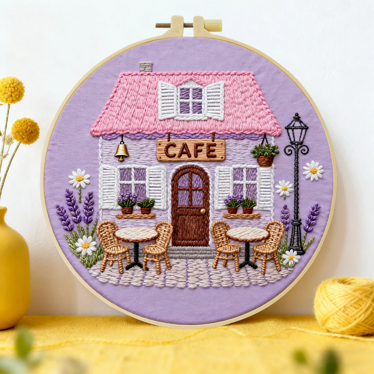 

1pc 20X20CM/15X15CM 7.87/6.3inch Cafe Shop Embroidery Starter Kit DIY kit DIY embroidery kit manualidades Needle Art