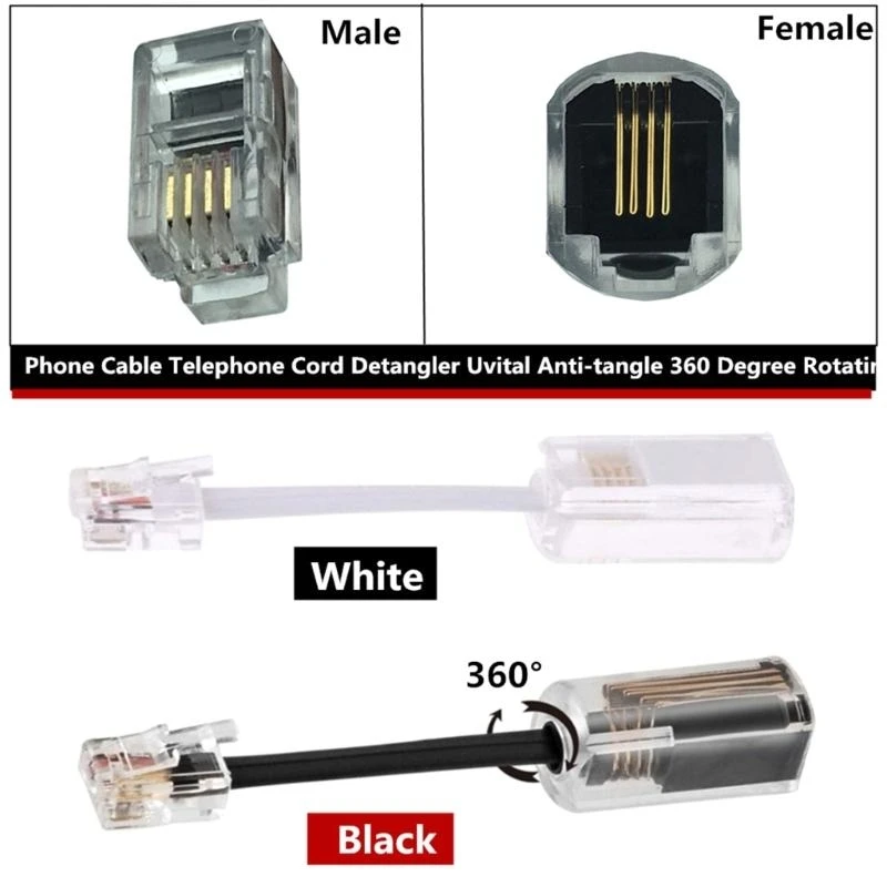 RJ9 4P4C電話コードUntangler 360度ヘッド回転電話ケーブルデタングラーベストセール