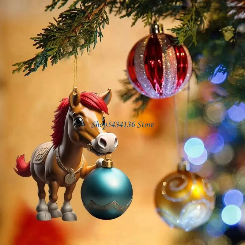 H7ED (عبوة واحدة) ديكور معلق على شكل حصان أكريليك للمنزل، وغرفة الأطفال، والمكتب، والموضوع الغربي وهدية عيد الميلاد