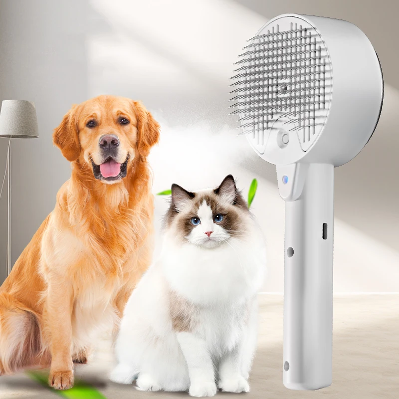 3 in 1 Pet Electric Steam Brush Cat and Dog Cleaning Spray Massage Grooming Comb UV Antibacterial Pets Hair Removal Combs