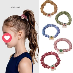 5PC Plaid Cherry Strawberry Elastic Hair Bands Set Women Girls Kids Hair Ties Rubberband Korean Hair Accessories Scrunchy Rope