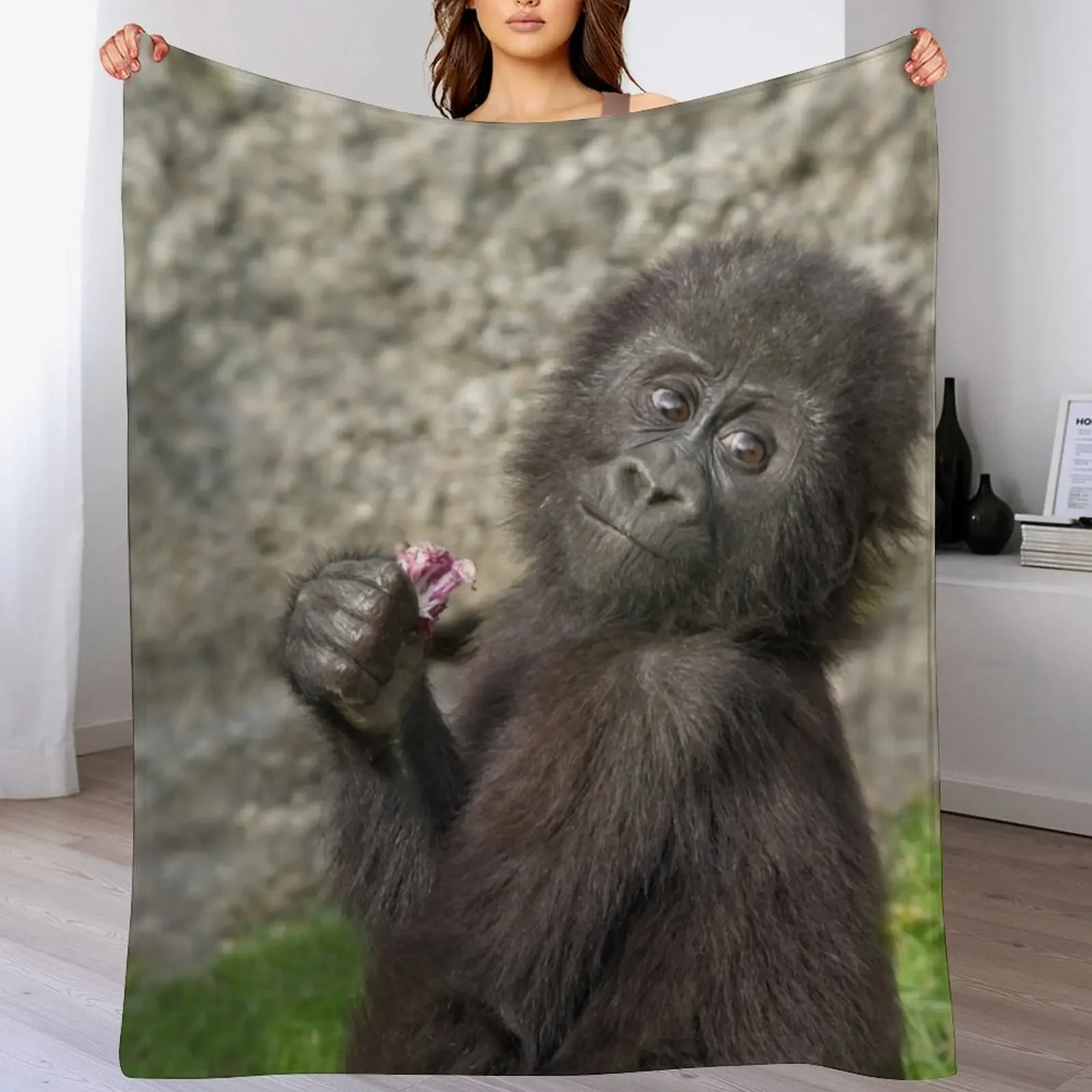 

Cute Baby Gorilla Throw Blanket Luxury Designer Soft Beds Furrys Vintage Blankets