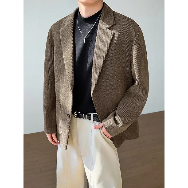 

Мужской вельветовый блейзер высокого качества, деловой повседневный пиджак для мужчин, модная однобортная куртка с длинными рукавами, мужские пиджаки и пальто.