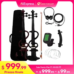 IRIN Electric Violin Right Handed 4/4 Electric Silent Violin Fiddle Accessories W/4/4 Violin Bow & Fiddle Bridge & Violin Case