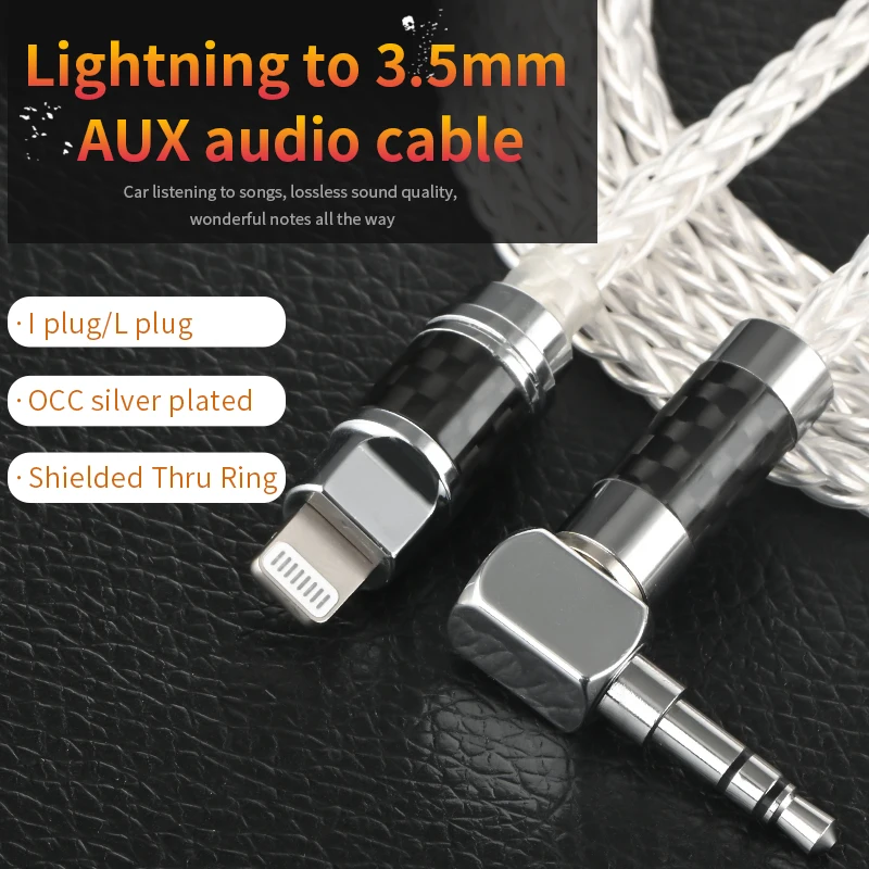 

OCC Silver Plated Lightning to 3.5mm Aux Cable for OTG Audio Cable Headphones Car 3.5 Jack Audio Adapter iOScomputer