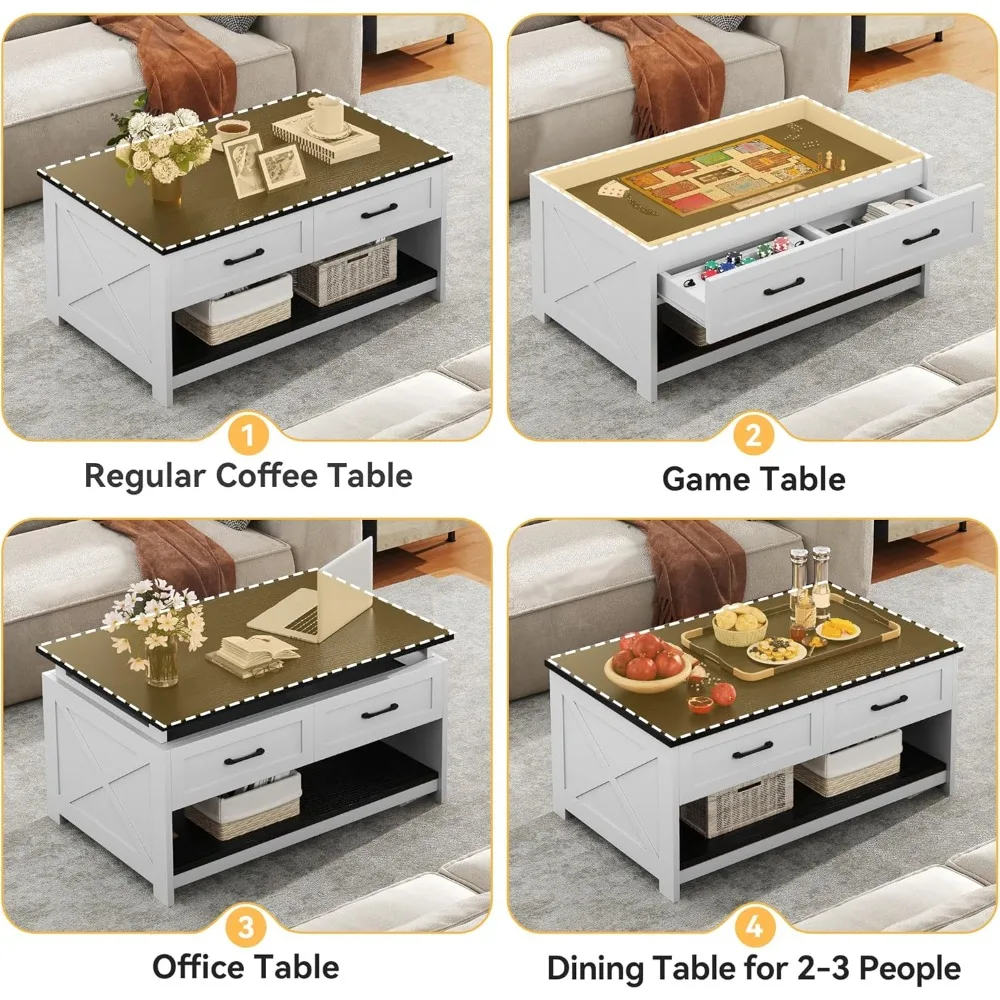 Стол для игры и головоломки 3-в-1 с игровым ковриком, 4 ящиками, розеткой, съемной столешницей, черный