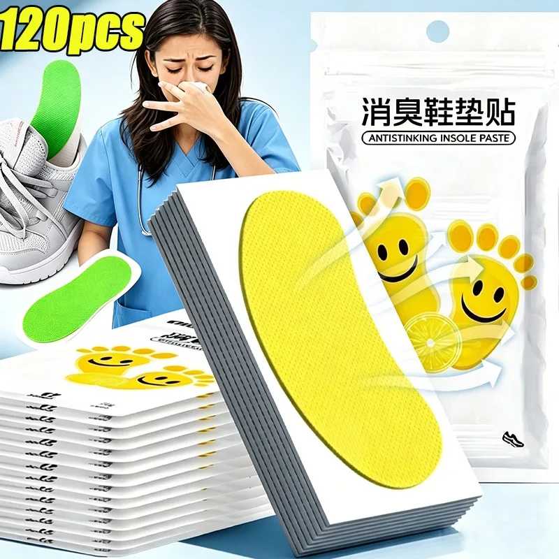 120/12pcs Shoes Deodorant Sweat-Absorbing Sticker Deodorant Foot Odor Deodorant Sneaker Smell Fresh Insole Sterilization Sticker