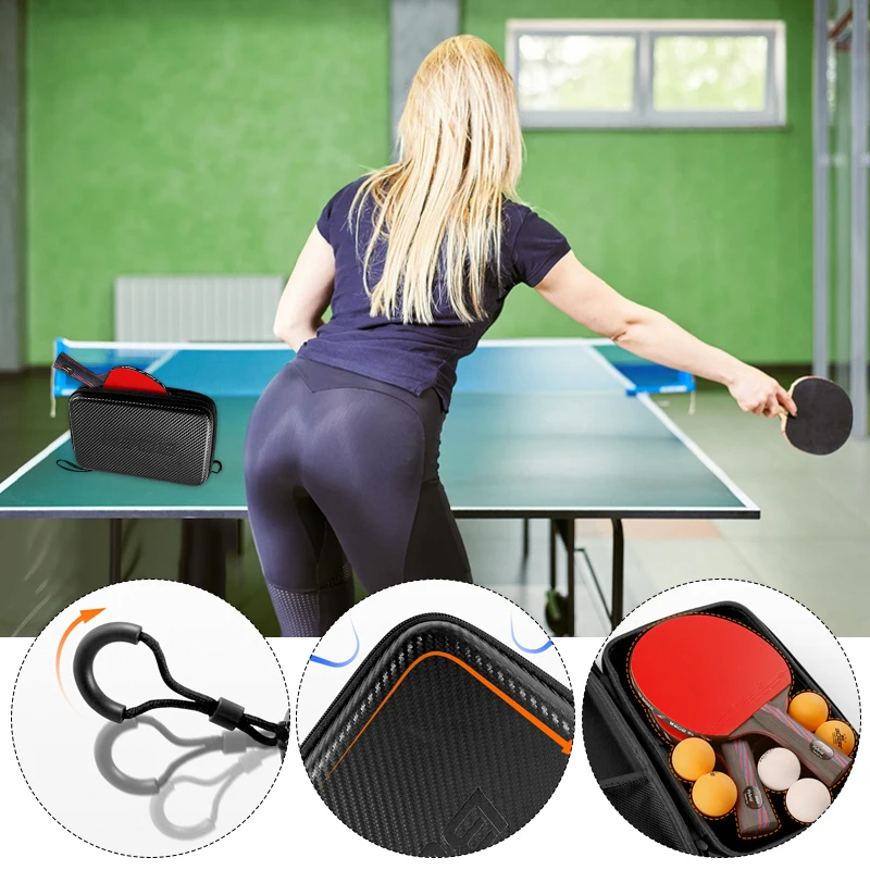 

Hard Shell Ping Pong Racket Bag Table Tennis Racket Case Square Shaped Handbag Portable Waterproof Table Tennis Protective Case