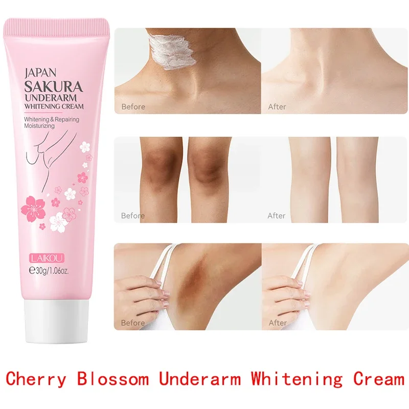 Japan Sakura Underarm Whitening Cream Knee Buttocks Dark Skin Bleach Improve Melanin Pigmentation Dull Moisturizing Brighten 30g