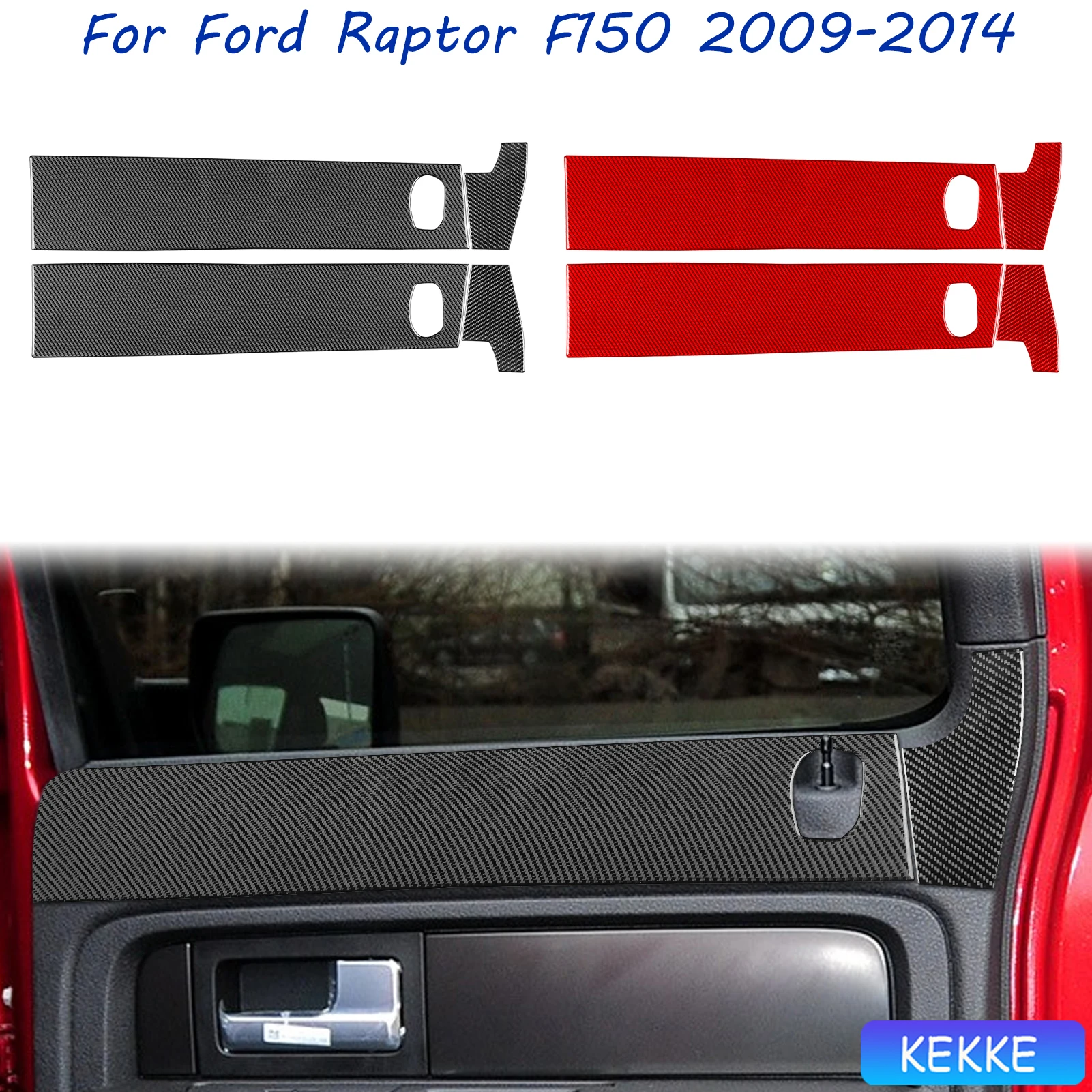 

For Ford F150 Raptor 2009-2014 Real Carbon Fiber Car Rear Door Handle Window Panel Accessories Interior Cover Stickers Auto Trim