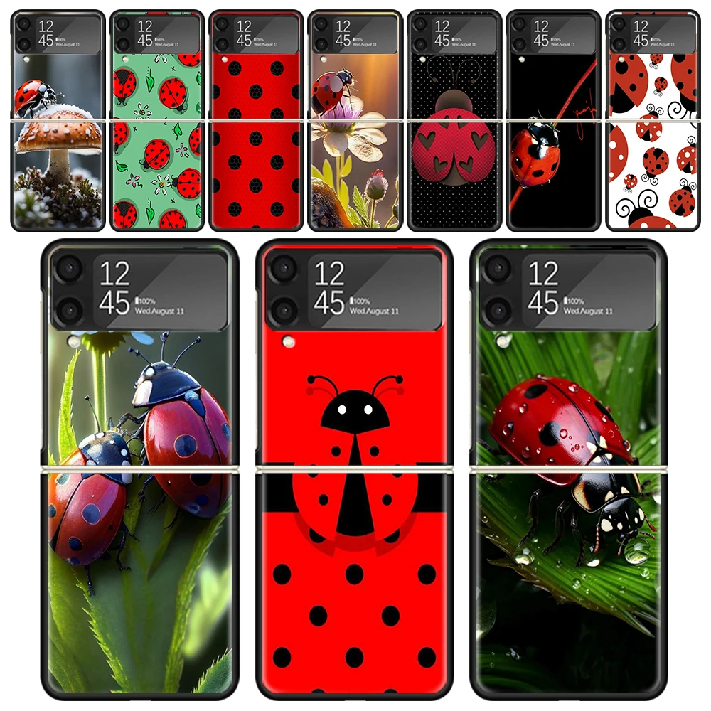 Insect Seven-Star ladybug For Samsung Galaxy Z Flip 6 5 4 3 5G Black Phone Case Flip6 Flip5 Flip4 Flip3 Cover Shockproof Hard Sh