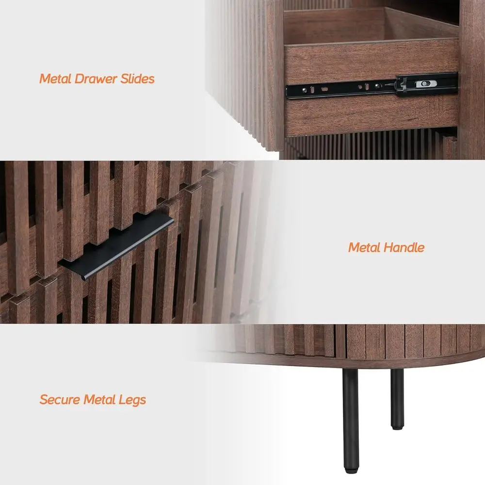 침실, 거실, 복도용 곡선형 디자인의 6단 월넛 수납장