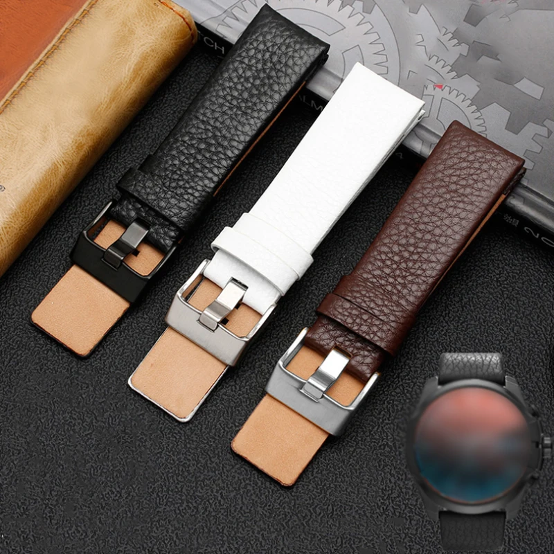 Genuine Leather watchband 22 24mm 26mm 27 28 30mm Litchi grain strap for diesel Watch band DZ7256 DZ4344 DZ1657 DZ1206 bracelet