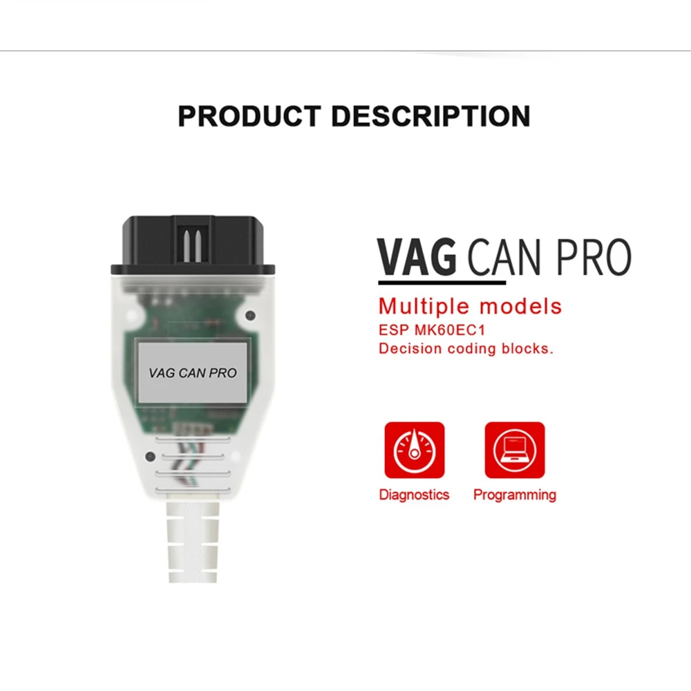 VCP VAG CAN PRO V5.5.1 K-line OBD 2 OBD2 Car Diagnostic Auto Tool VCP COM CAN PRO Scanner Cable For VAG K line CAN BUS Cable