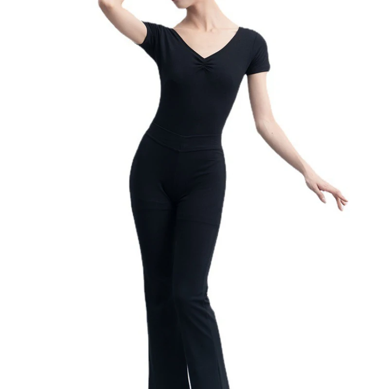 Vêtements d'entraînement d'été confortables et respirants pour femmes et adultes, vêtements d'entraînement de danse élégants à manches courtes