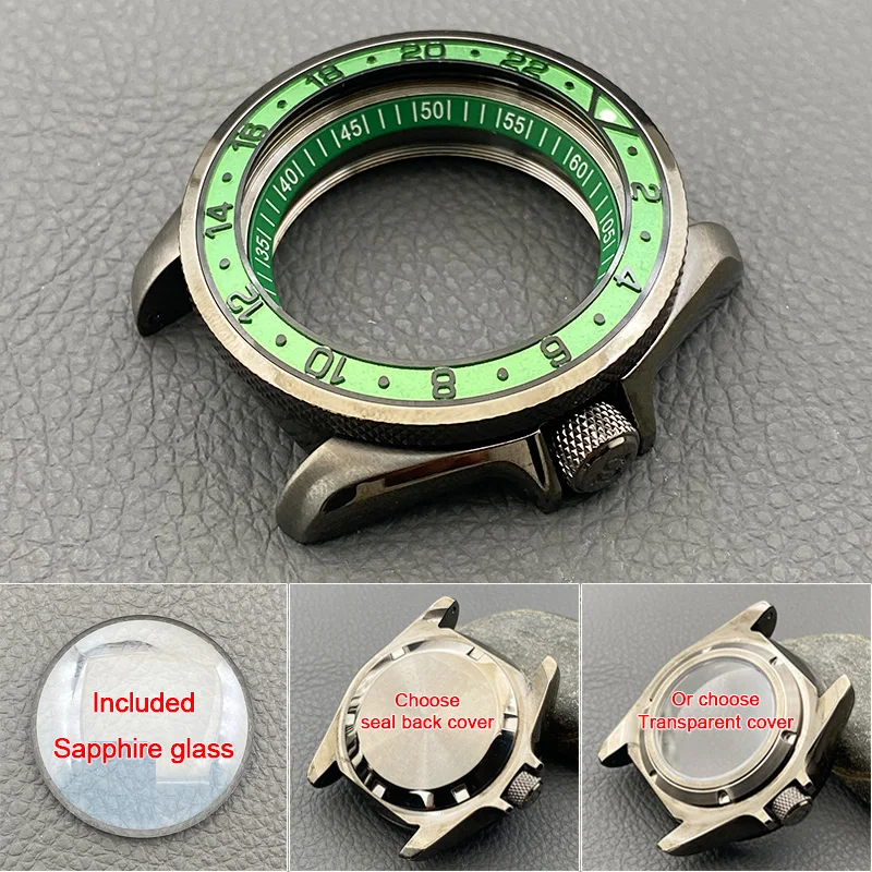 Mod SKX007 Case NH35 Case Gun Grey Seal Back Cover or Transparent Bottom Cover Fits NH34 NH35 NH36 Movement Men Watch Case