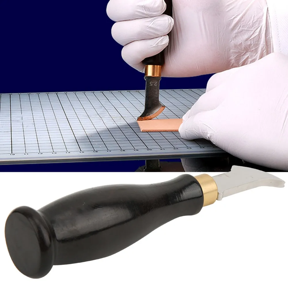 Fan-Shaped Head Leather Edge Creaser Stainless Steel Body Black Wood Handle Leather Craft Tool Sandalwood Handle