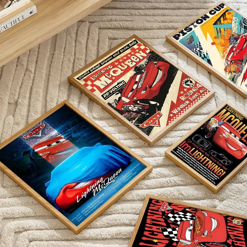 L-Lightning CARTOON M-McQueen DIY Sticky Poster Vintage Room Bar Cafe Decor Home Decor