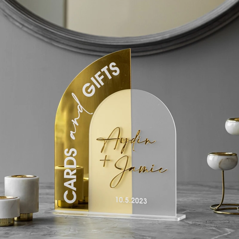 

Cards And Gifts Sign,Gold Mirror Wedding Signs,3D Wedding Signage,Custom Names Wedding Sign,Frosted Acrylic Sign,Wedding Recept