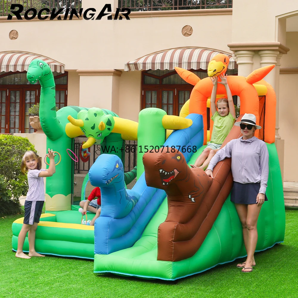 オックスフォード バウンスハウス スライド付き インフレータブル バウンスハウス 子供用 恐竜テーマ キッズ インフレータブル ジャンピングキャッスル バウンシーキャッスル