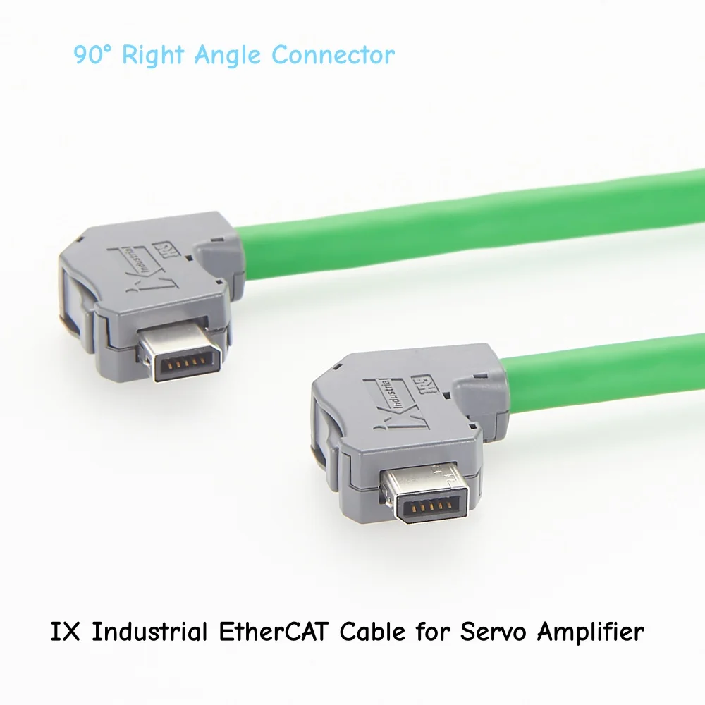 IX Industrial CAT6A Ethernet Cable IX40G-A-10S-CVL1 to IX40G-A-10S-CVL2  Right Angle Cable for Servo Drive Automation System