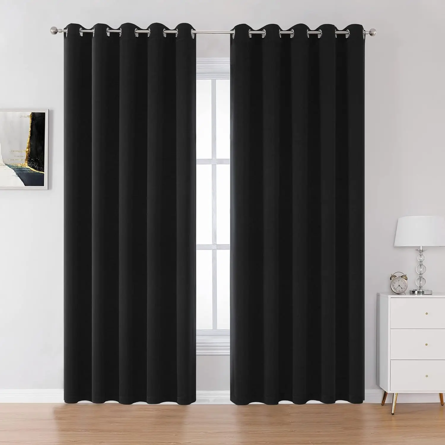 

Blackout Room Divider Curtains for Large Windows 8 ft Tall - Privacy Drapes for Sliding Door 60 inches Wide x 96 inch