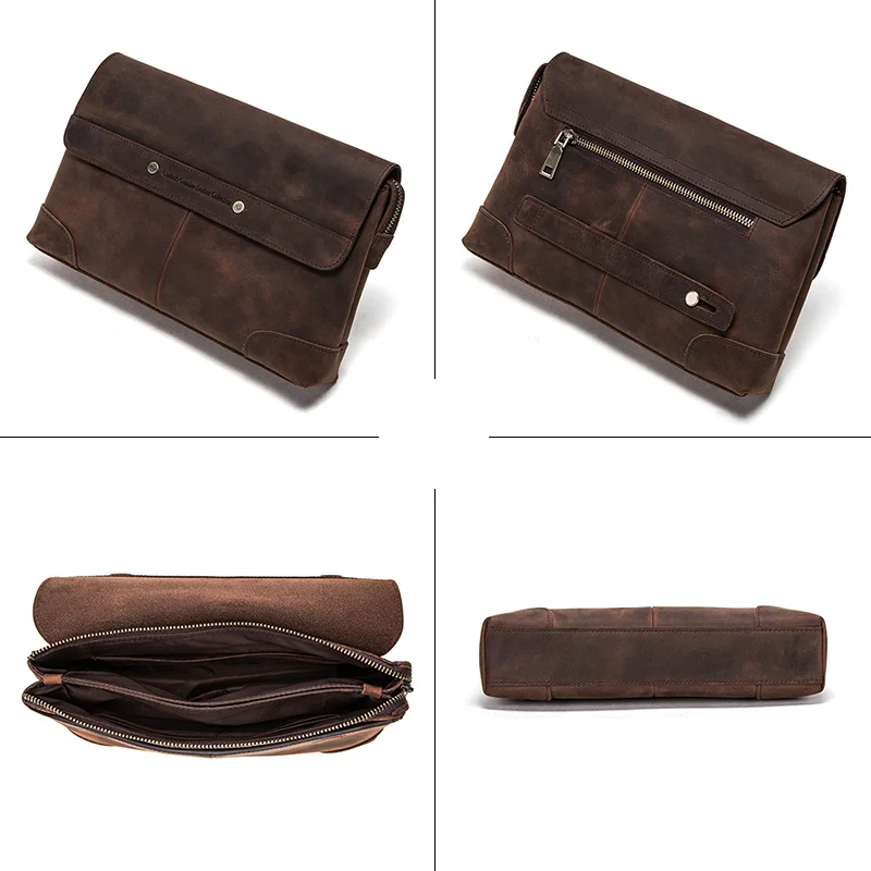 OYIXINGER pochette da uomo Vintage per uomo portafogli pochette da uomo in pelle di mucca di lusso per borsa a mano da uomo per IPAD da 7.9"