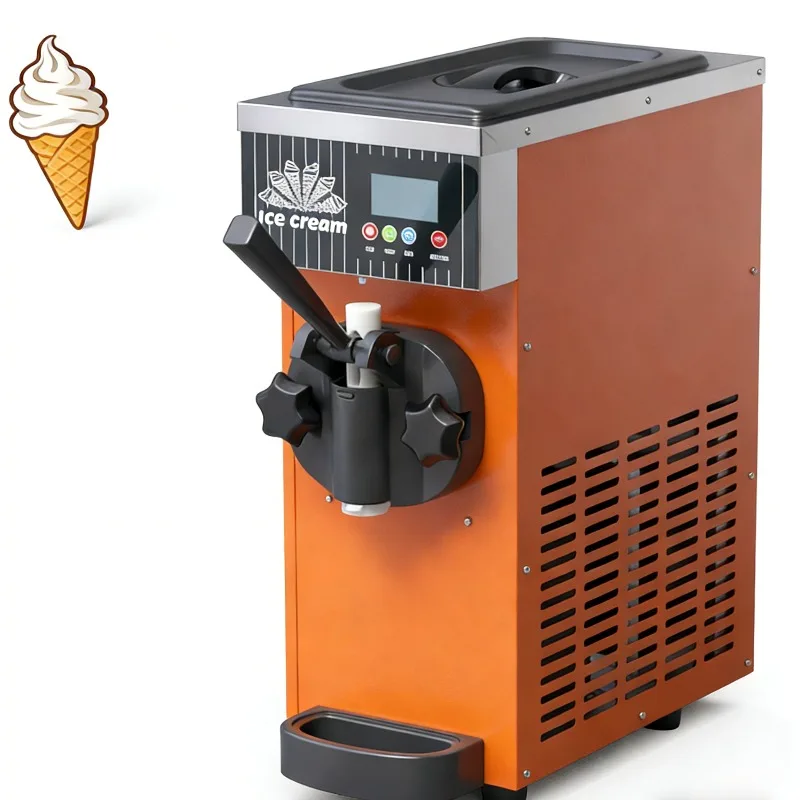 New Model BQL28 Countertop Soft Serve Ice Cream Machine Stainless Steel Body Orange Color English Interface