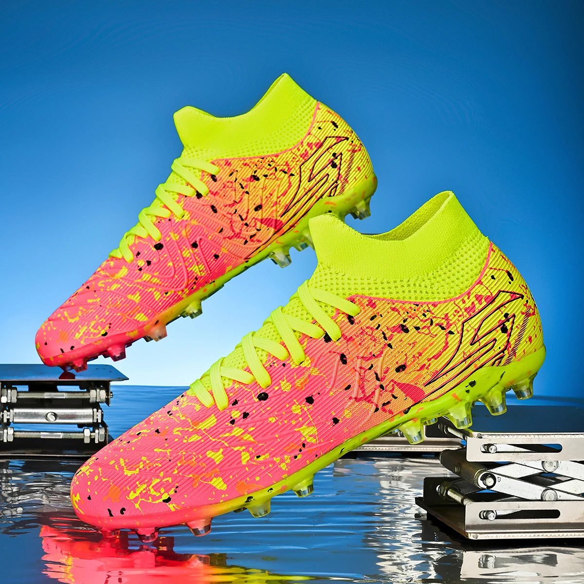Men AG FG Grass Cleats, Reinforced Ankle Protection, Shock Absorbing Insole, For Hard Natural & Slightly Artificial Grass Field