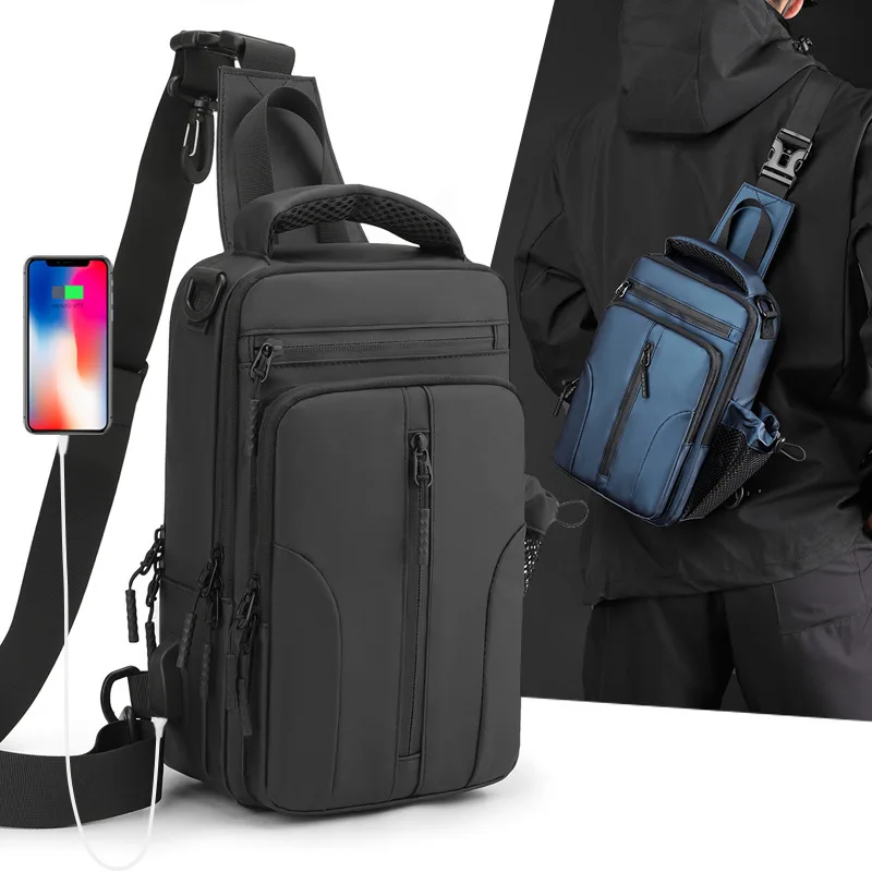 

Men's functional chest bag, waterproof crossbody bag, trendy mailman bag, outdoor multifunctional shoulder bag