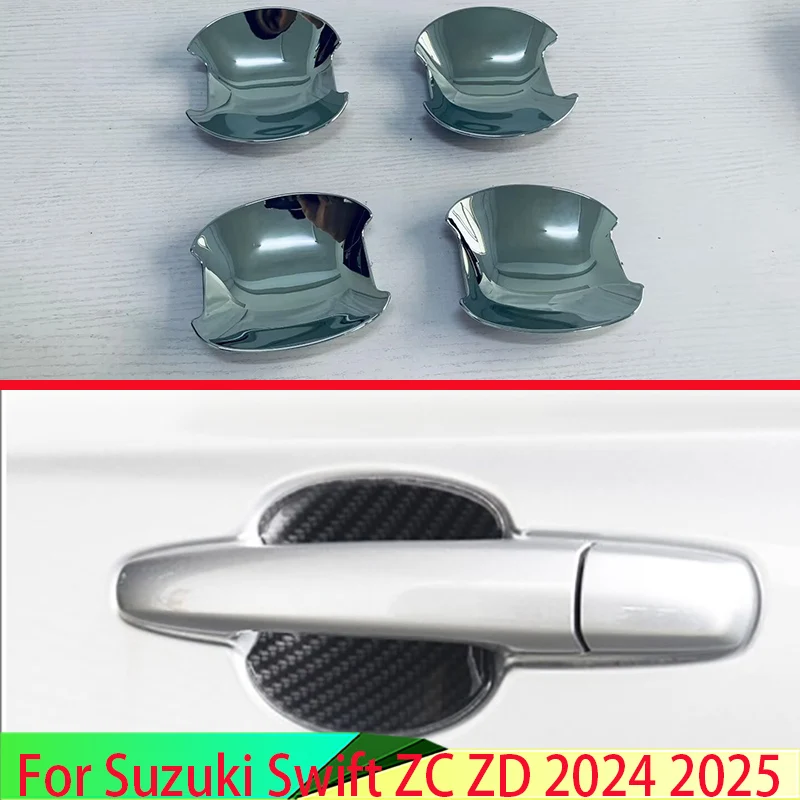 For Suzuki Swift ZC ZD 2024 2025 Car Accessories ABS Chrome Door Handle Bowl Cover Cup Cavity Trim Insert Catch Molding Garnish