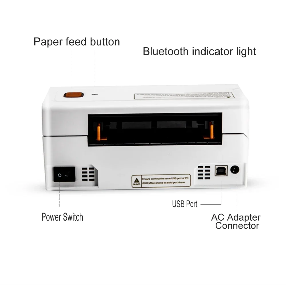 110 mm 4 x 6 Thermal barcode sticker Rollo shipping label printer For logistics waybill FBA with blue-tooth
