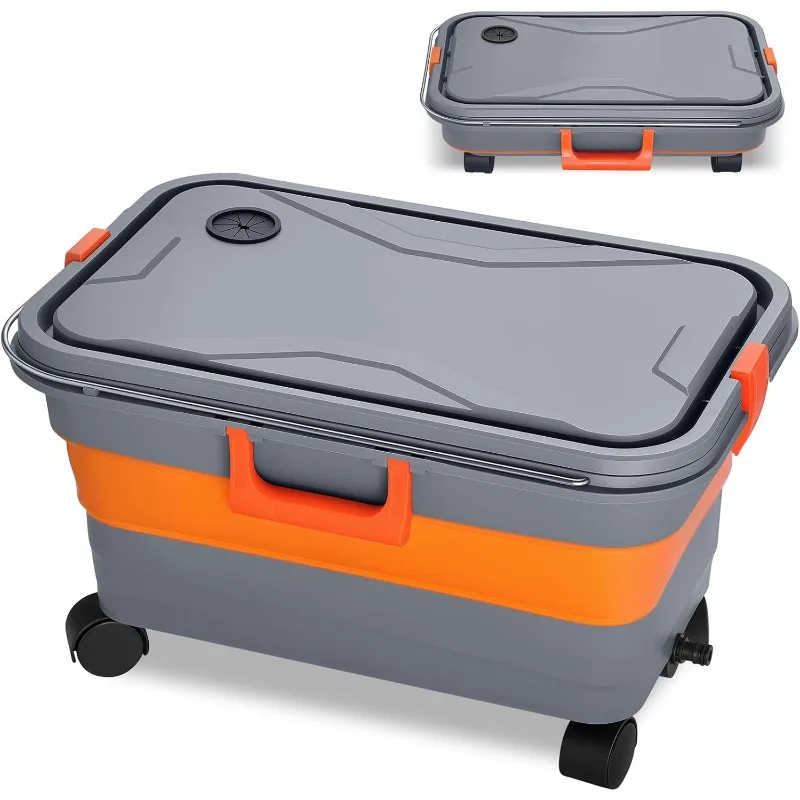 

Collapsible Bucket 5.5 Gallon for Car Washing, Car Wash Bucket with Wheels, Handle, Drain Plug and Water Outlet