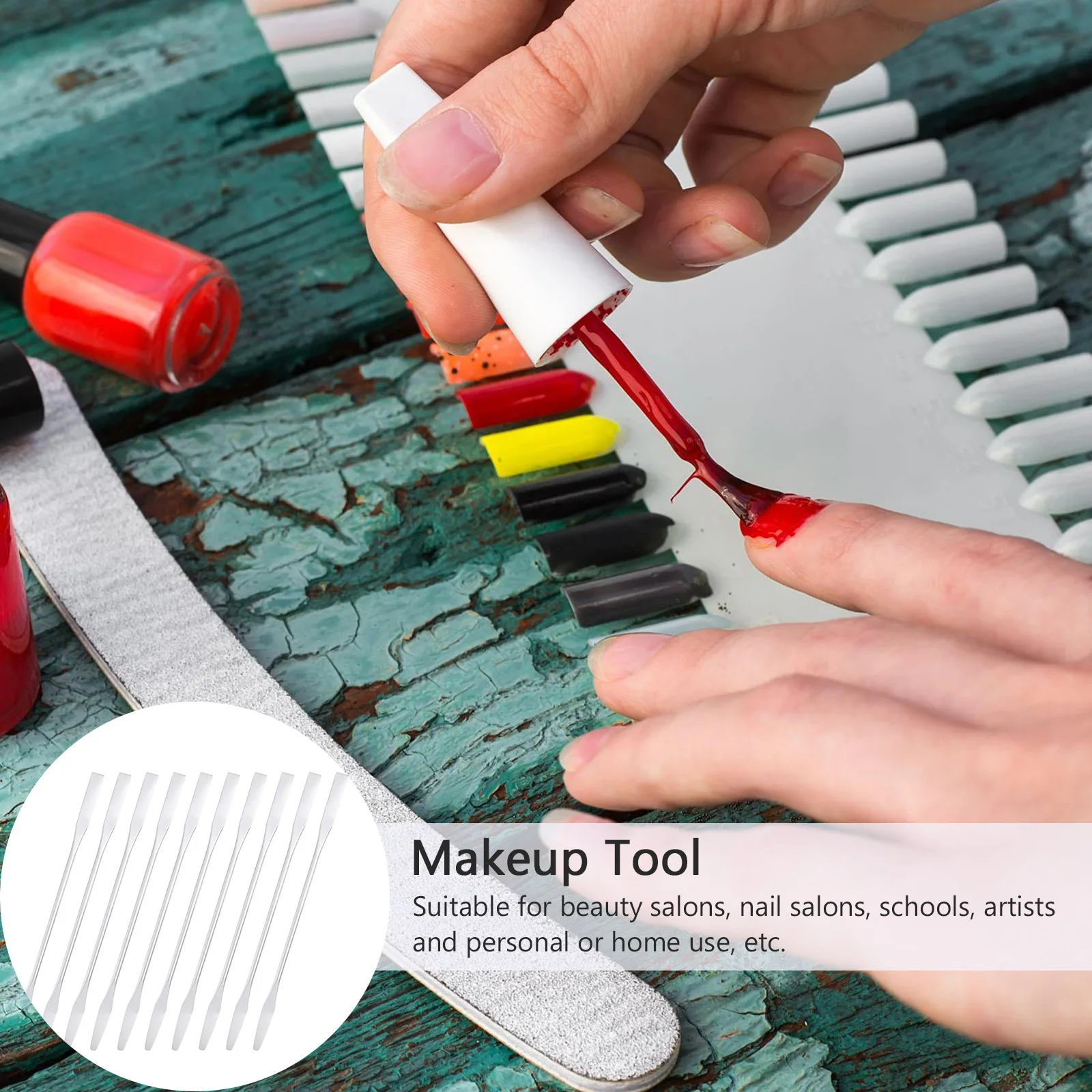 

10Pcs Stainless Steel Makeup Mixing Rod Manicure Tool Stirring Stick Color Mixing Tool Stainless Steel Stirring Rod