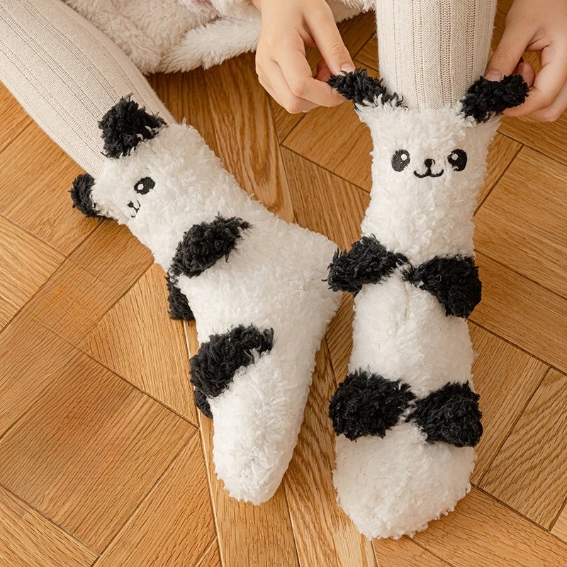 

Коралловый флис для мужчин и женщин осенью и зимой с утолщенным флисом для тепла. Подходит для домашних носков для сна ребенка.