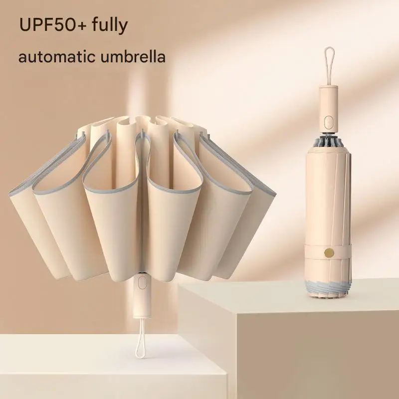 

Полностью автоматический складной обратный зонт, большой автомобильный утолщенный и усиленный солнечный и дождливый зонт двойного назначения, оптовая продажа