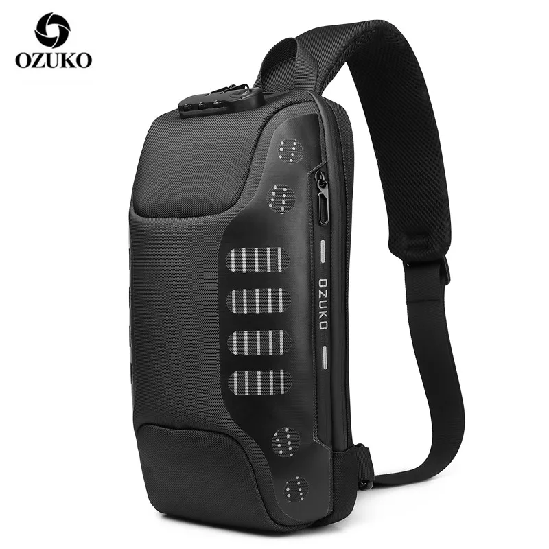 OZUKO-Multifunções Crossbody Bolsa de Peito para Homens, Anti-Roubo Ombro Messenger Bags, Masculino Impermeável Short Trip Pack, Novo