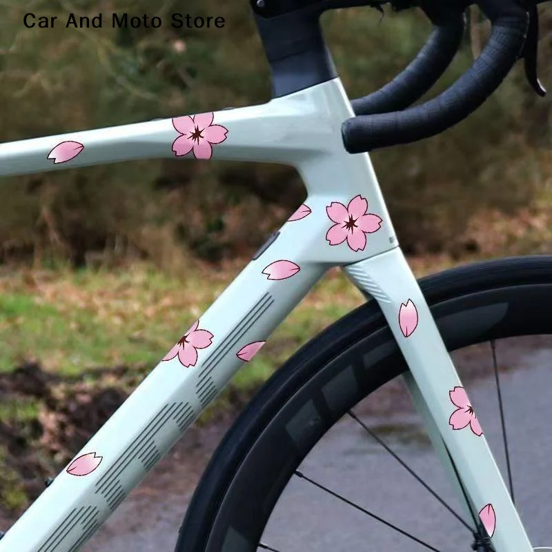 【CMO】12/20/24Pcs Cherry Blossom Stickers, Suitable For Covering Vehicle Body Scratches, Bicycle And Motorcycle Helmets, Decals