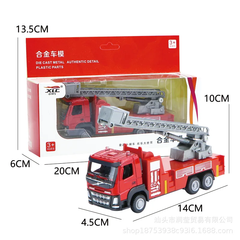 Kids Fire Trucks Toy Pullback Fire Engine Toy Trucks With Friction Powered Portable Ladder Truck Fire Engine Vehicles Toys B416