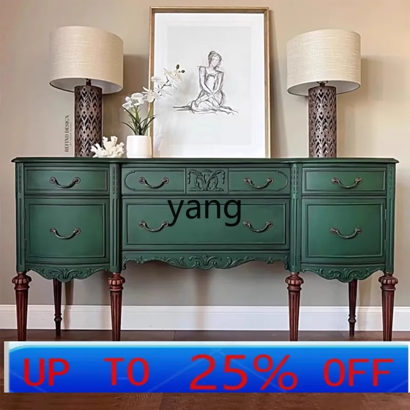 

LH retro solid wood carving flower entrance door wall decorative cabinet